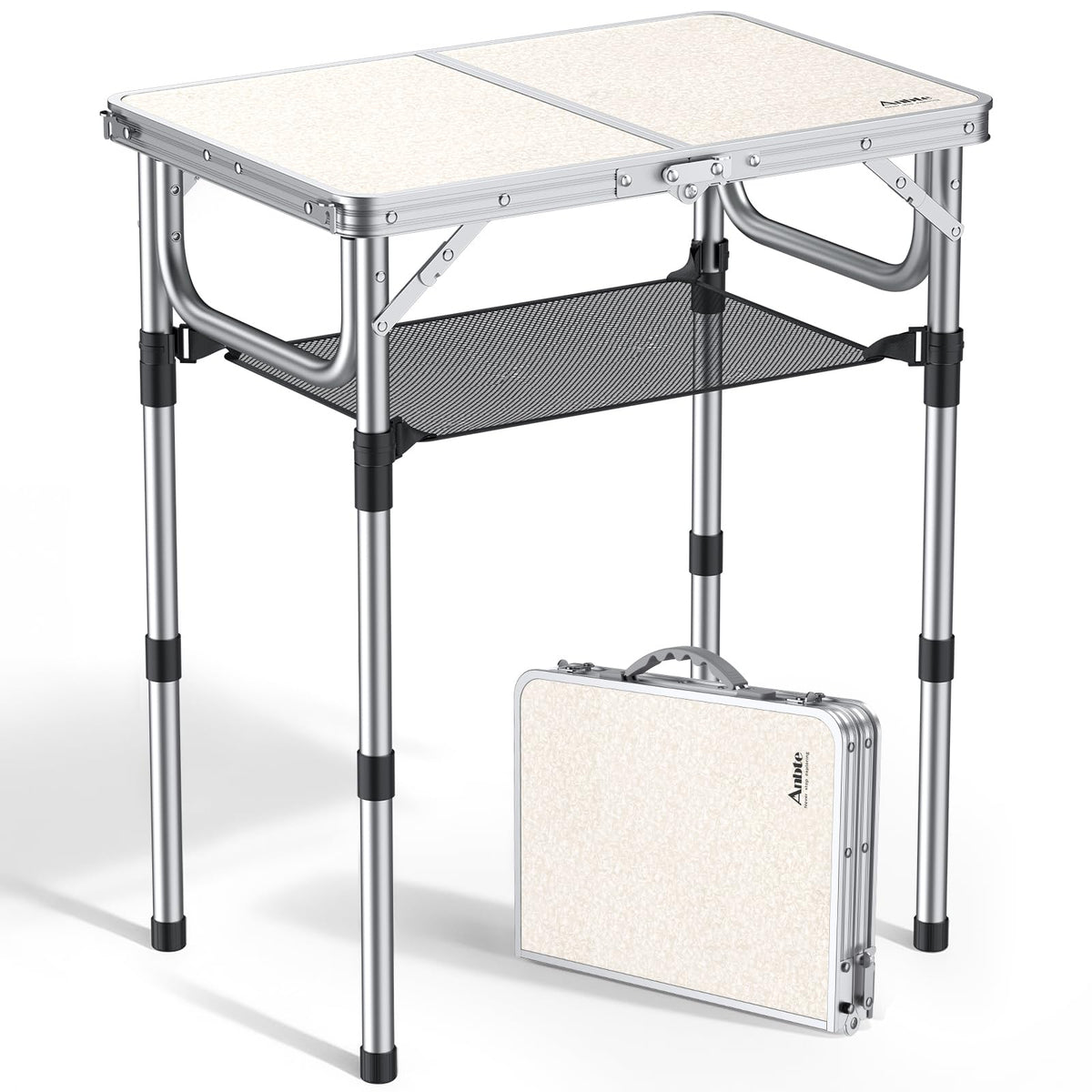 Anbte Folding Camping Table, 24"X 16" Adjustable Height Small Folding Table