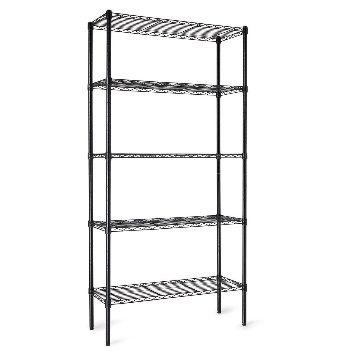 Amazon Basics 4-Shelf Adjustable Heavy Duty Storage Shelving Unit with Wheels, No-Tool Easy Assembly, Garage Shelving, Metal Wire Rack with Casters and Leveling Feet, 36" x 14" x 57.8", Chrome