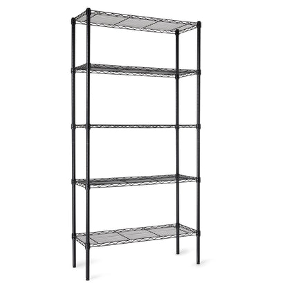 Amazon Basics 4-Shelf Adjustable Heavy Duty Storage Shelving Unit with Wheels, No-Tool Easy Assembly, Garage Shelving, Metal Wire Rack with Casters and Leveling Feet, 36" x 14" x 57.8", Chrome