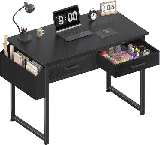 DLisiting 32 Inch Small Desk with Drawers, Black
