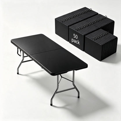 6FT Folding Table,Portable White HDPE Utility Table with Carry Handle