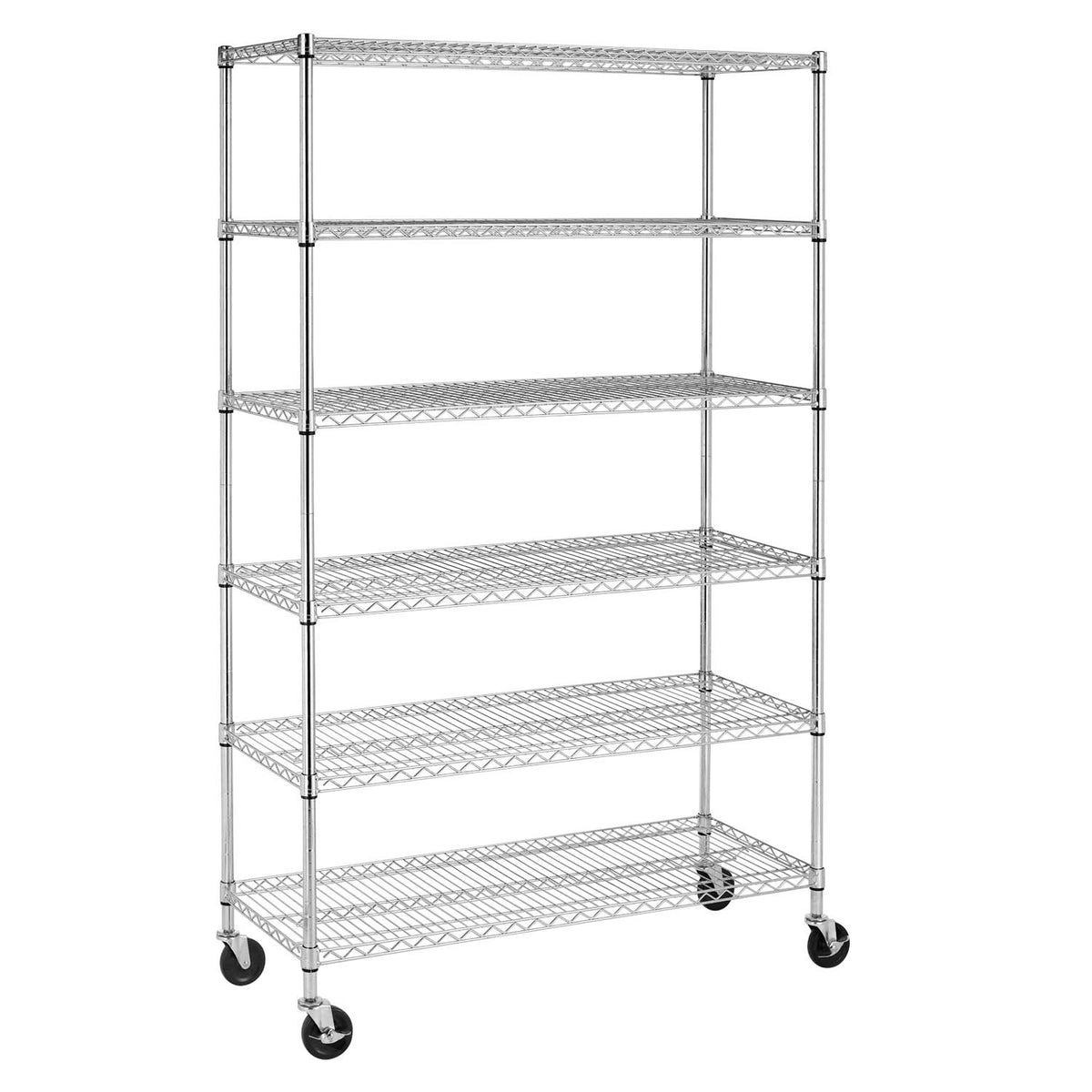 BestOffice | 6-Tier Wire Shelf with Wheels | 45" x 18" x 82" | Chrome