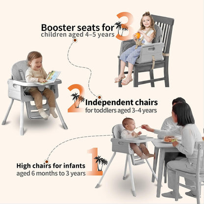 3-in-1 High Chair for Babies and Toddlers, Infant to Toddler Seating&Dining