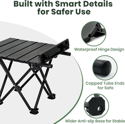 2 Pack Camping Table Foldable, Portable Folding Beach Table, Black-S
