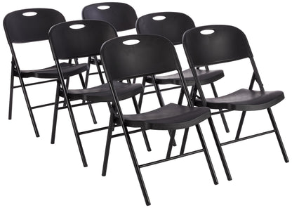 Amazon Basics Sturdy Foldable Portable Plastic Chair, 350-Pound Capacity, Supportive Seating for Events, Space-Saving, Black, 6-Pack