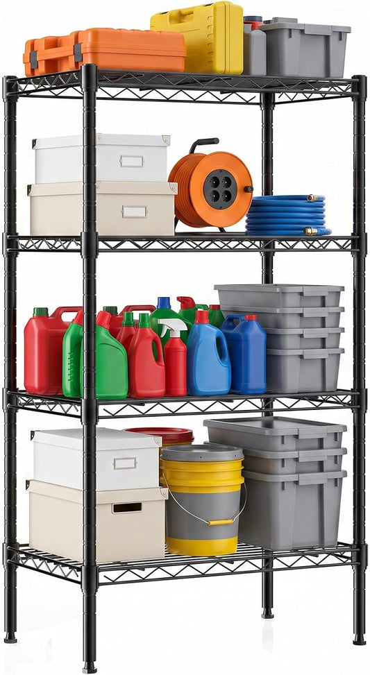 DUMOS 4-Tier Metal Storage Shelves, Shelving Unit, Storage Rack, 23.3" W