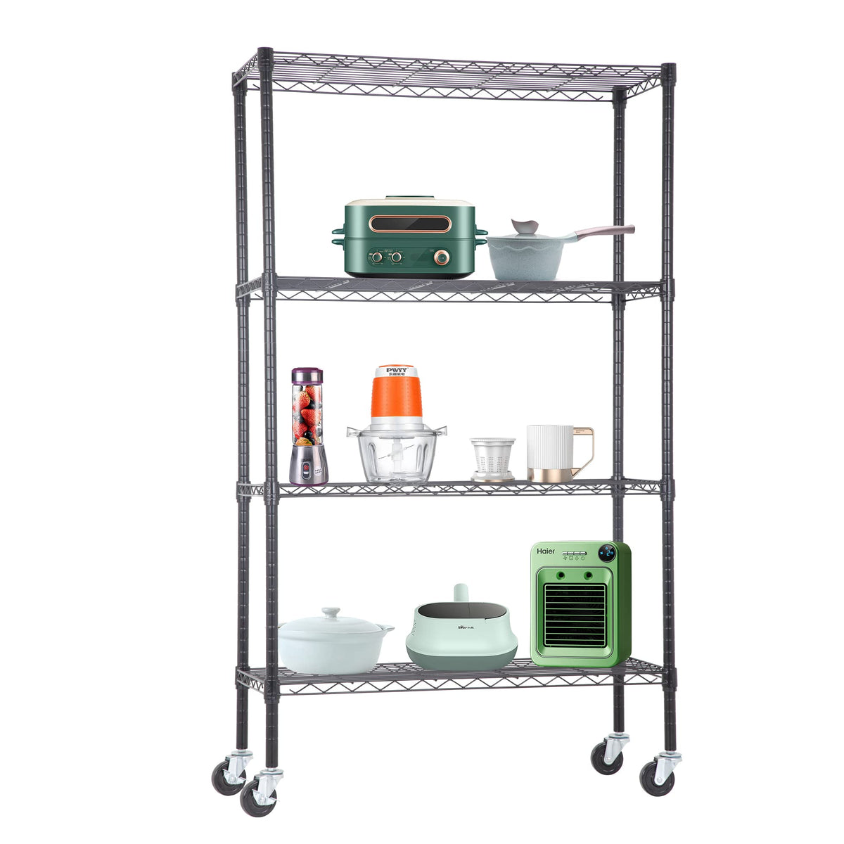 BestOffice | 4-Tier Wire Shelf | 36" x 14" x 54" | Black