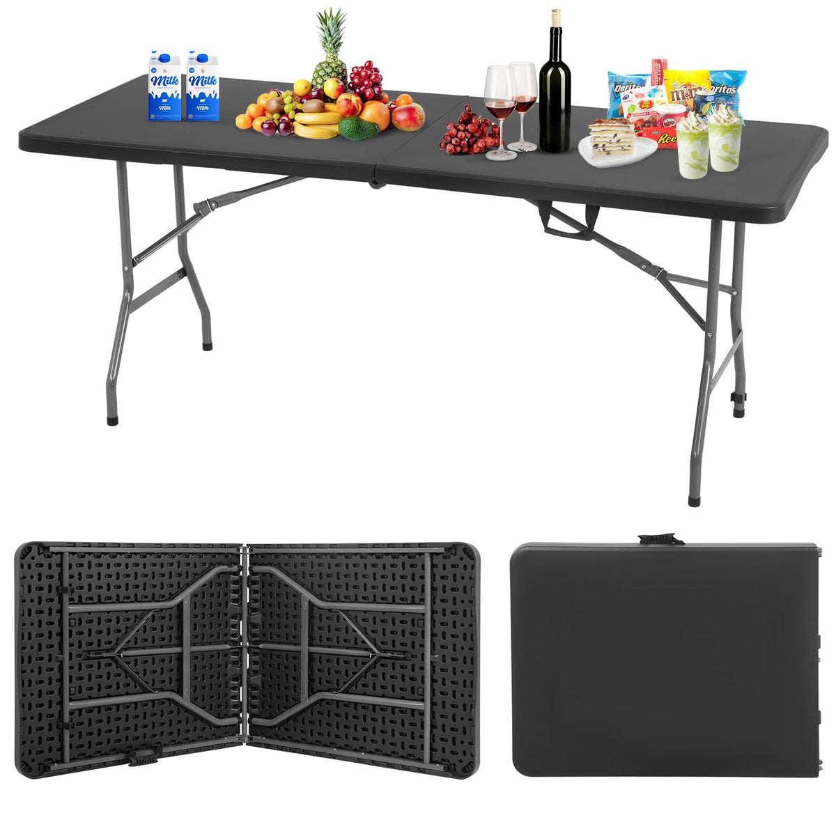 BestOffice | 6FT Folding Table | White | Portable Plastic Table