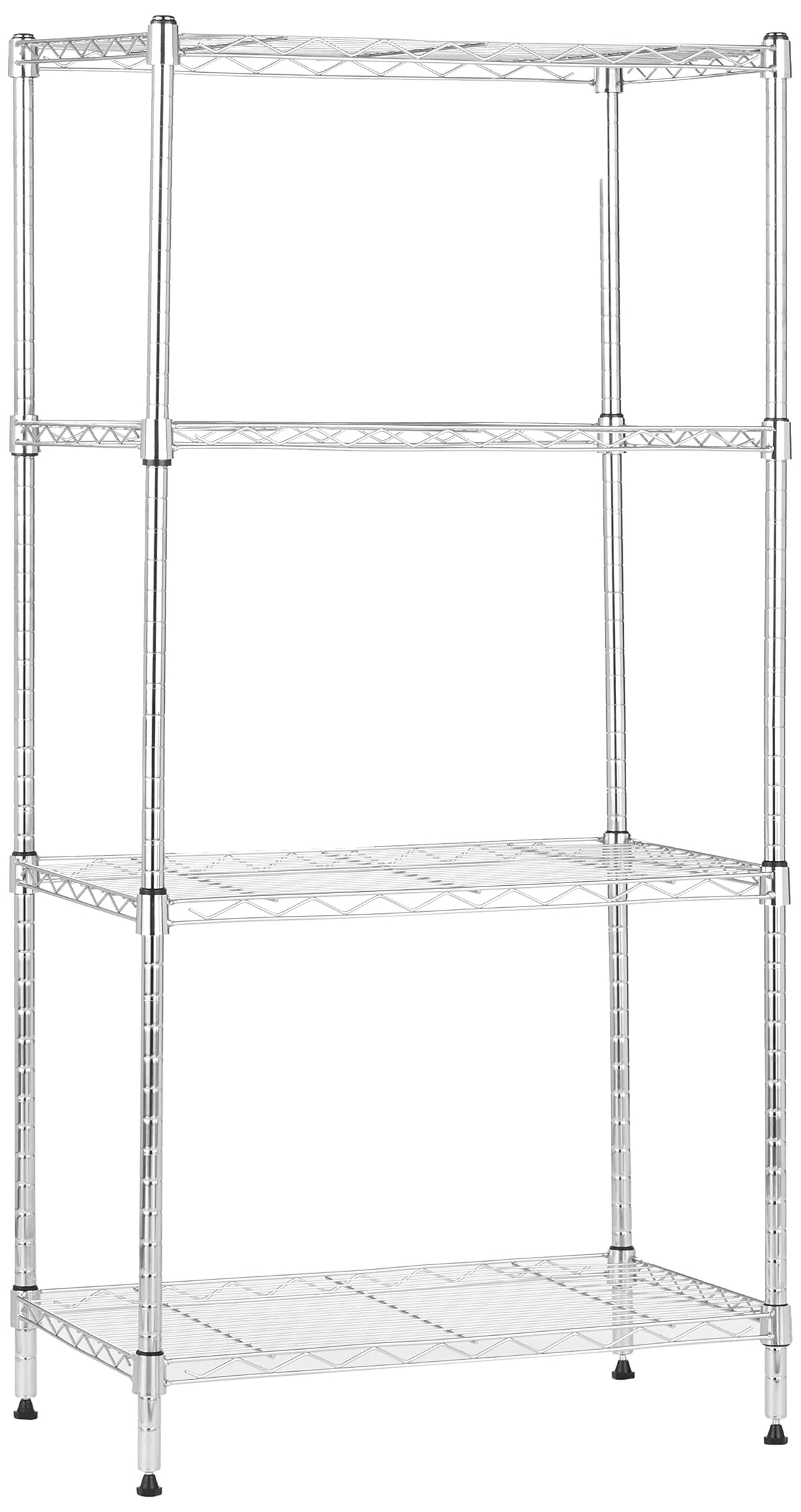 Amazon Basics 4-Shelf Adjustable Heavy Duty Storage Shelving Unit with Wheels, No-Tool Easy Assembly, Garage Shelving, Metal Wire Rack with Casters and Leveling Feet, 36" x 14" x 57.8", Chrome