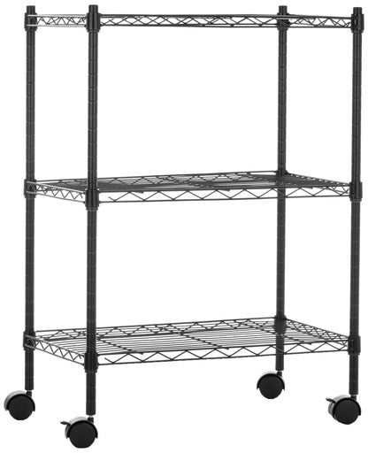 Amazon Basics 4-Shelf Adjustable Heavy Duty Storage Shelving Unit with Wheels, No-Tool Easy Assembly, Garage Shelving, Metal Wire Rack with Casters and Leveling Feet, 36" x 14" x 57.8", Chrome