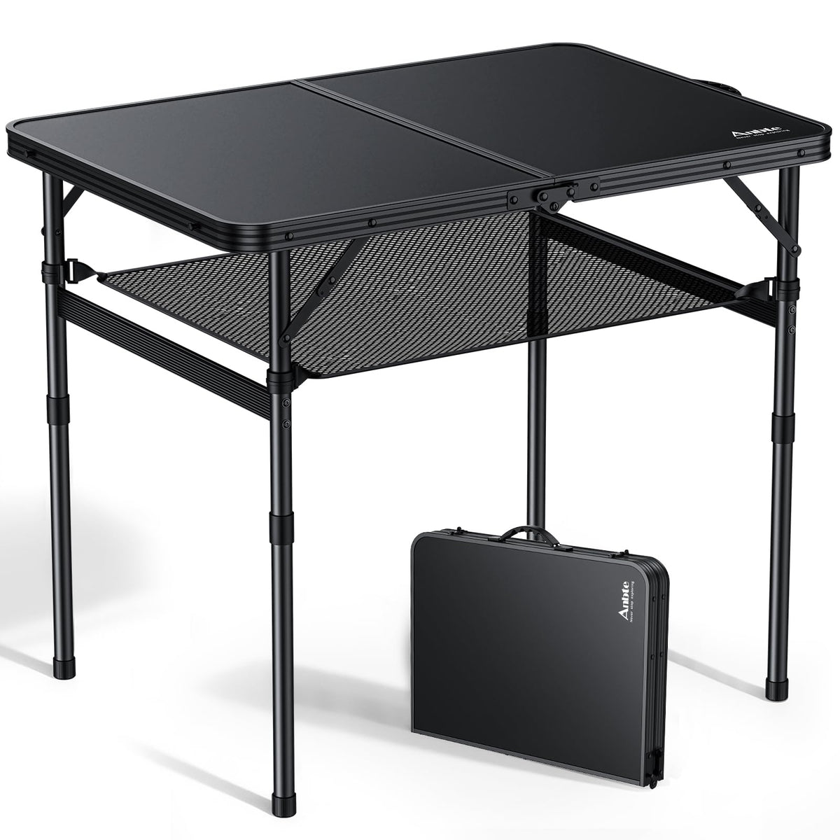 Anbte Folding Camping Table, 24"X 16" Adjustable Height Small Folding Table