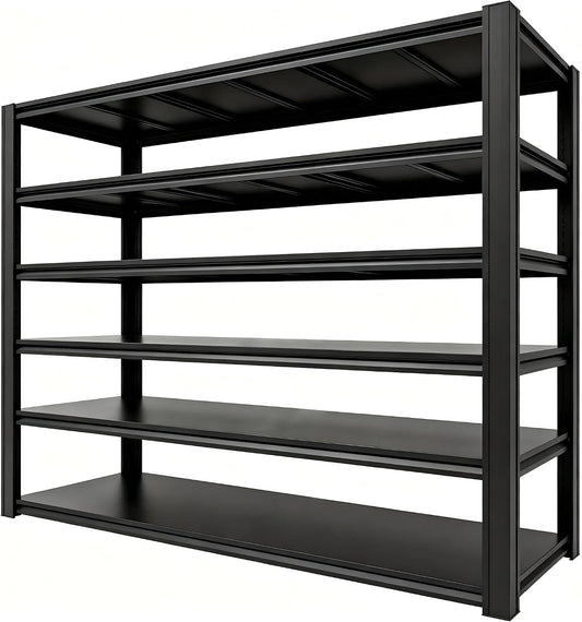 6-Tier Heavy Duty Garage Shelving Unit, 6000 Lbs Capacity Adjustable Metal Storage Shelves, 84" H x 55" W x 24" D, Utility Rack for Basement, Warehouse, and Workshop