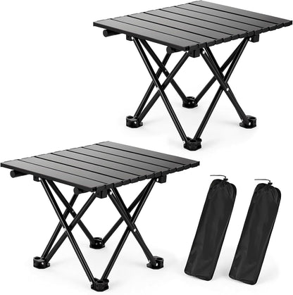 2 Pack Camping Table Foldable, Portable Folding Beach Table, Black-S