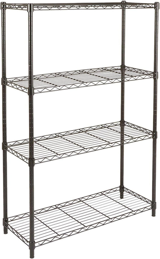 Amazon Basics 4-Shelf Adjustable Heavy Duty Steel Wire Rack Storage Shelving, Sturdy Garage Shelving, 350 lbs Capacity Per Shelf, Easy No-Tool Assembly, 36" x 14" x 54", Black