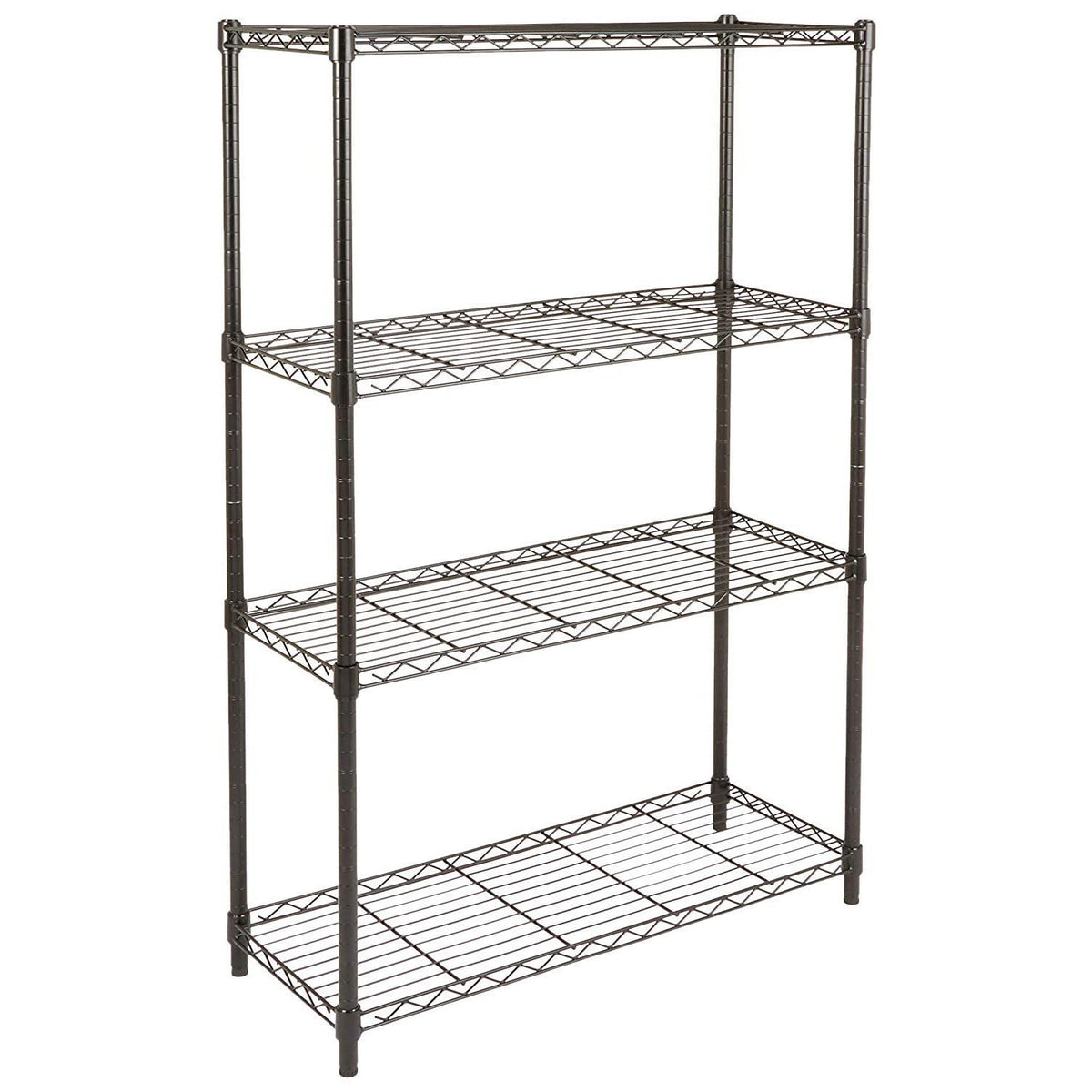 Amazon Basics 4-Shelf Adjustable Heavy Duty Storage Shelving Unit with Wheels, No-Tool Easy Assembly, Garage Shelving, Metal Wire Rack with Casters and Leveling Feet, 36" x 14" x 57.8", Chrome