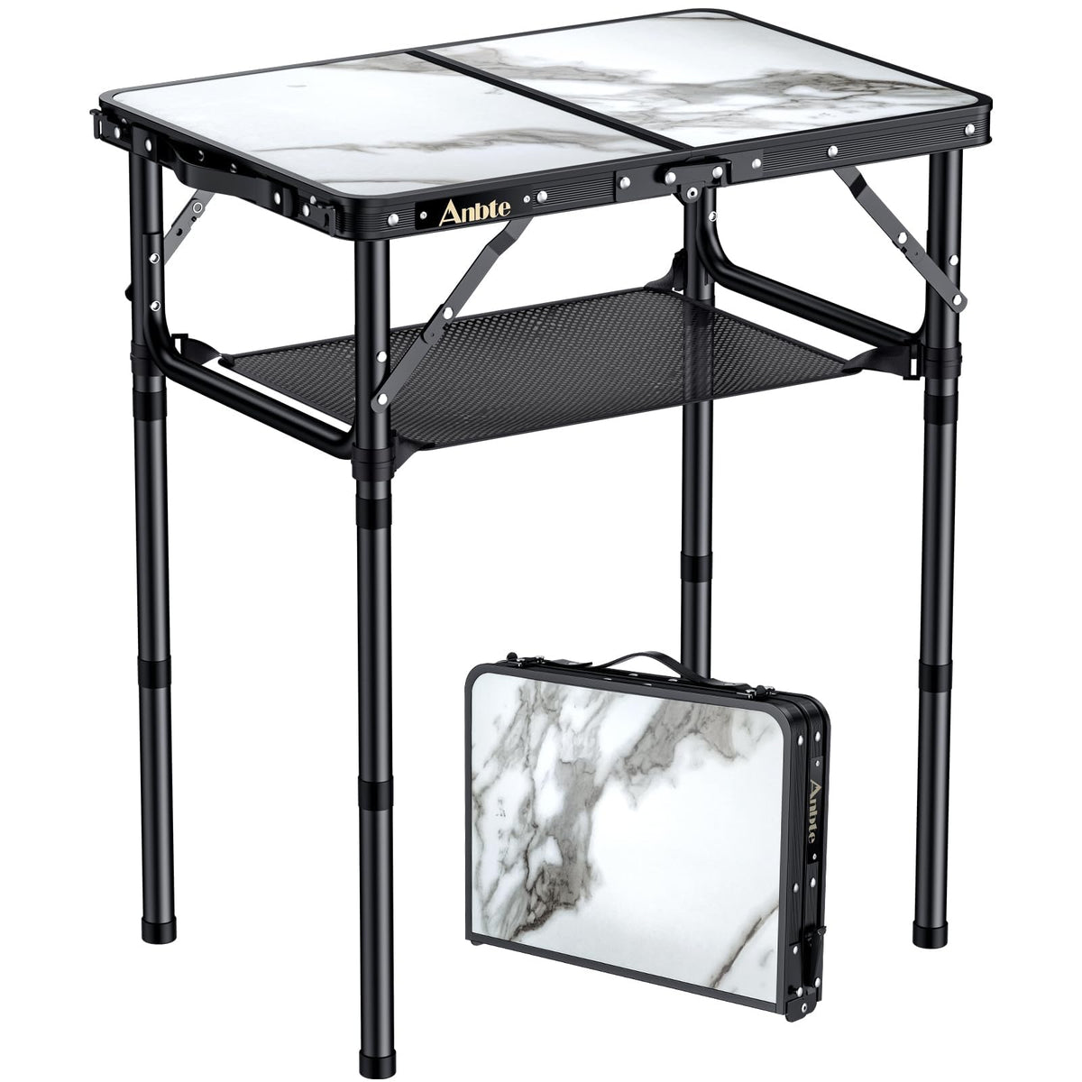 Anbte Folding Camping Table, 24"X 16" Adjustable Height Small Folding Table
