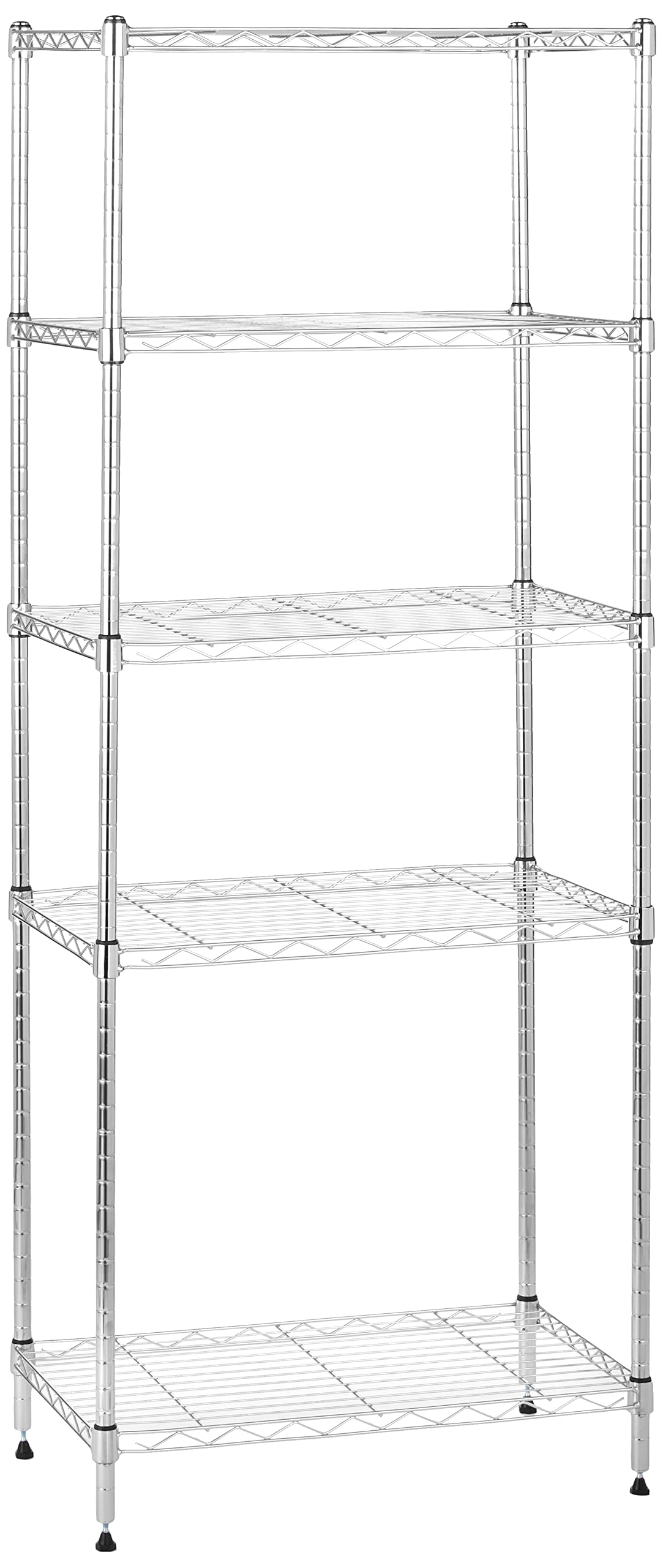 Amazon Basics 4-Shelf Adjustable Heavy Duty Storage Shelving Unit with Wheels, No-Tool Easy Assembly, Garage Shelving, Metal Wire Rack with Casters and Leveling Feet, 36" x 14" x 57.8", Chrome