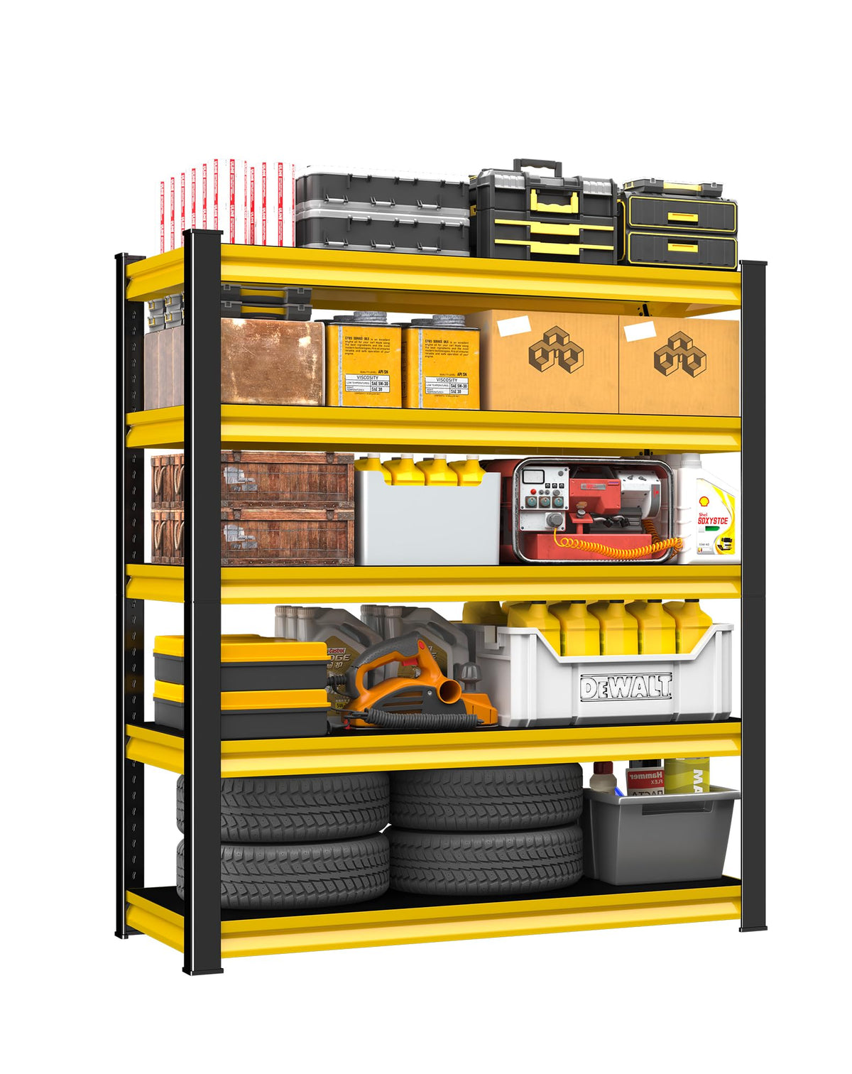3-Tier Garage Shelving Heavy Duty,48”W x 18”D x 39”H Metal Shelving Unit，1620 lbs Weight Capacity Adjustable Storage Shelves for Retiple Tanks, Pantry, Garage，Black