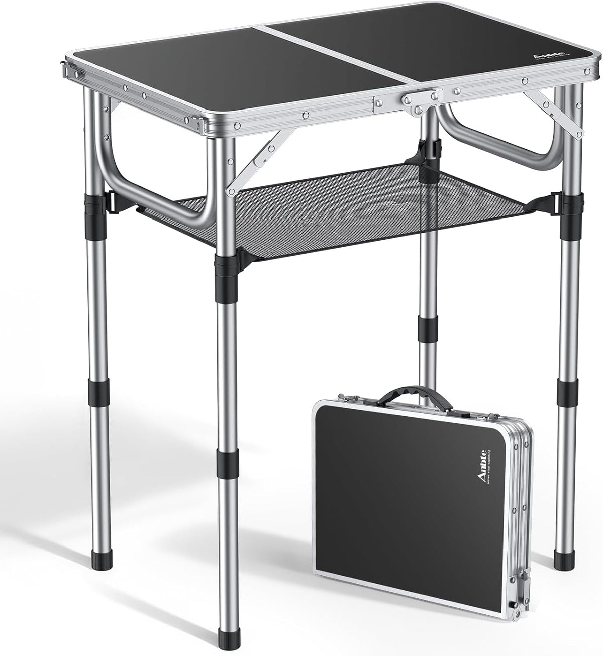 Anbte Folding Camping Table, 24"X 16" Adjustable Height Small Folding Table