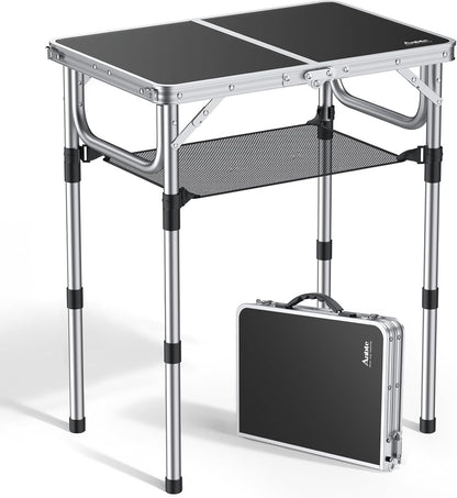 Anbte Folding Camping Table, 24"X 16" Adjustable Height Small Folding Table