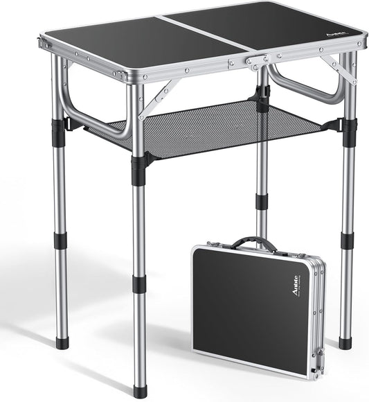 Anbte Folding Camping Table, 24"X 16" Adjustable Height Small Folding Table