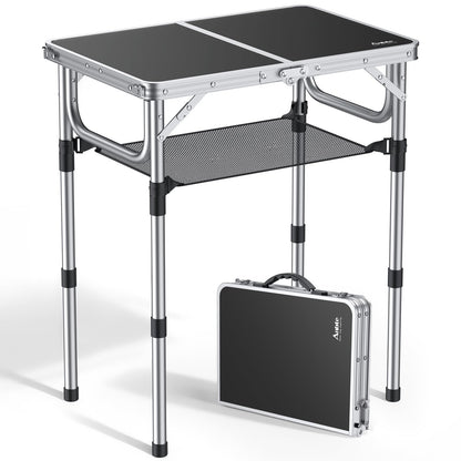 Anbte Folding Camping Table, 24"X 16" Adjustable Height Small Folding Table