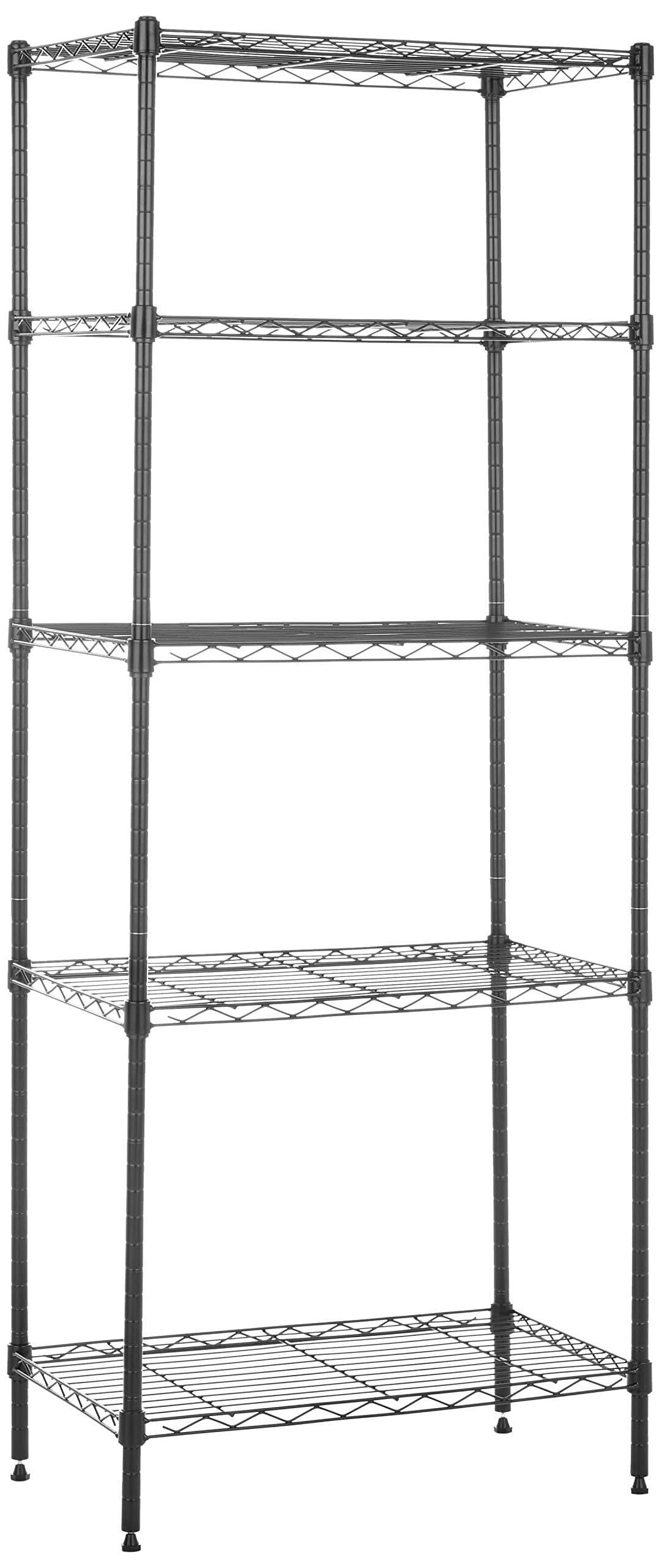 Amazon Basics 5-Shelf Adjustable Heavy Duty Steel Wire Rack, Space Saving Storage Shelving Organizer for Kitchen, Garage, No-Tool Assembly, 350 lbs Weight Capacity, 36" x 14" x 72", Chrome