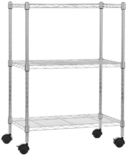 Amazon Basics 4-Shelf Adjustable Heavy Duty Storage Shelving Unit with Wheels, No-Tool Easy Assembly, Garage Shelving, Metal Wire Rack with Casters and Leveling Feet, 36" x 14" x 57.8", Chrome