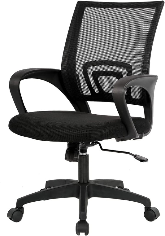 BestOffice Ergonomic Office Chair | Mid-Back Swivel Desk Chair | Dark Black
