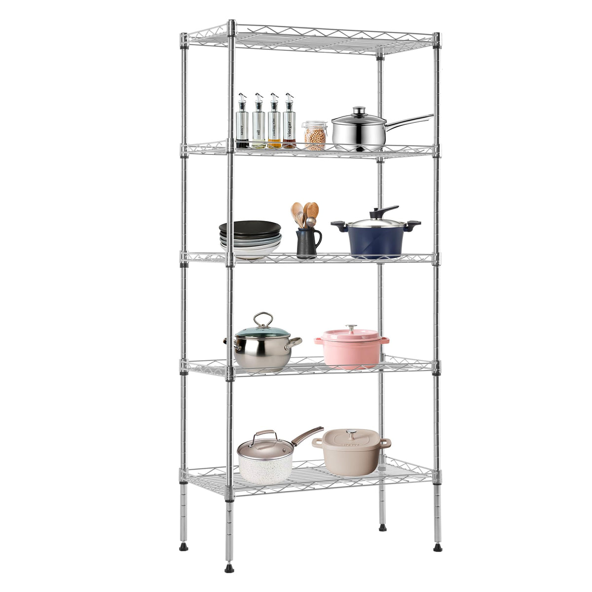 BestOffice | 6-Tier Wire Shelf with Wheels | 45" x 18" x 82" | Chrome