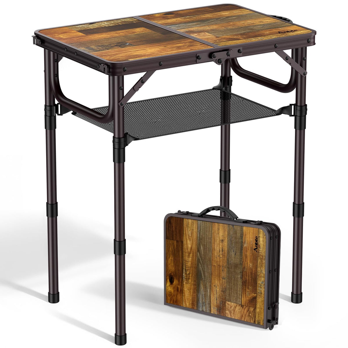 Anbte Folding Camping Table, 24"X 16" Adjustable Height Small Folding Table