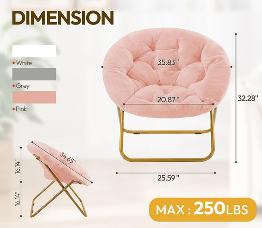 Cozy Saucer Chair, Padded Round Moon Lounge Chair for Bedroom Living Room