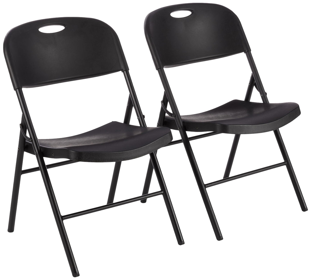 Amazon Basics Sturdy Foldable Portable Plastic Chair, 350-Pound Capacity, Supportive Seating for Events, Space-Saving, Black, 6-Pack
