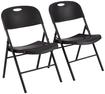 Amazon Basics Sturdy Foldable Portable Plastic Chair, 350-Pound Capacity, Supportive Seating for Events, Space-Saving, Black, 6-Pack