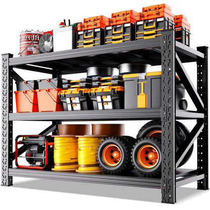 5000LBS Heavy Duty Storage Shelves, 4 Tier Garage Shelving Metal Shelving Unit,Adjustable Heavy Duty Shelving for Garage, Basement, Warehouse, Storage Room,
