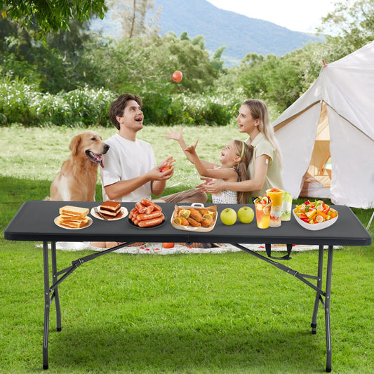 BestOffice | 6FT Folding Table | Black | Portable Plastic Table