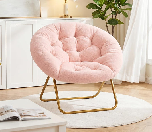 Cozy Saucer Chair, Padded Round Moon Lounge Chair for Bedroom Living Room