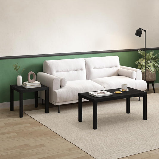 Furinno Classic Toolless Square Side Table, 1.8" Thick Tabletop, Black