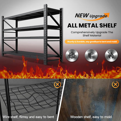71.3” Wide Heavy Duty Metal Garage Shelving, Adjustable Storage Shelf