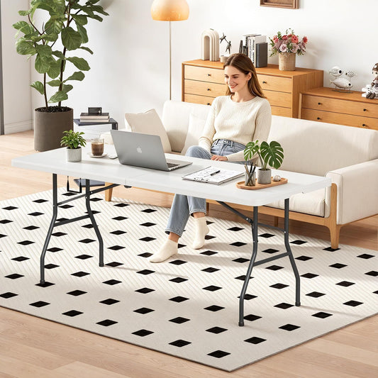 FDW | 6FT Folding Table | White | Portable Plastic Table