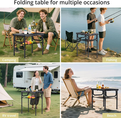 Anbte Folding Camping Table, 24"X 16" Adjustable Height Small Folding Table