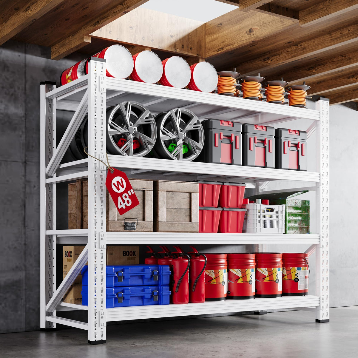 71.3” Wide Heavy Duty Metal Garage Shelving, Adjustable Storage Shelf