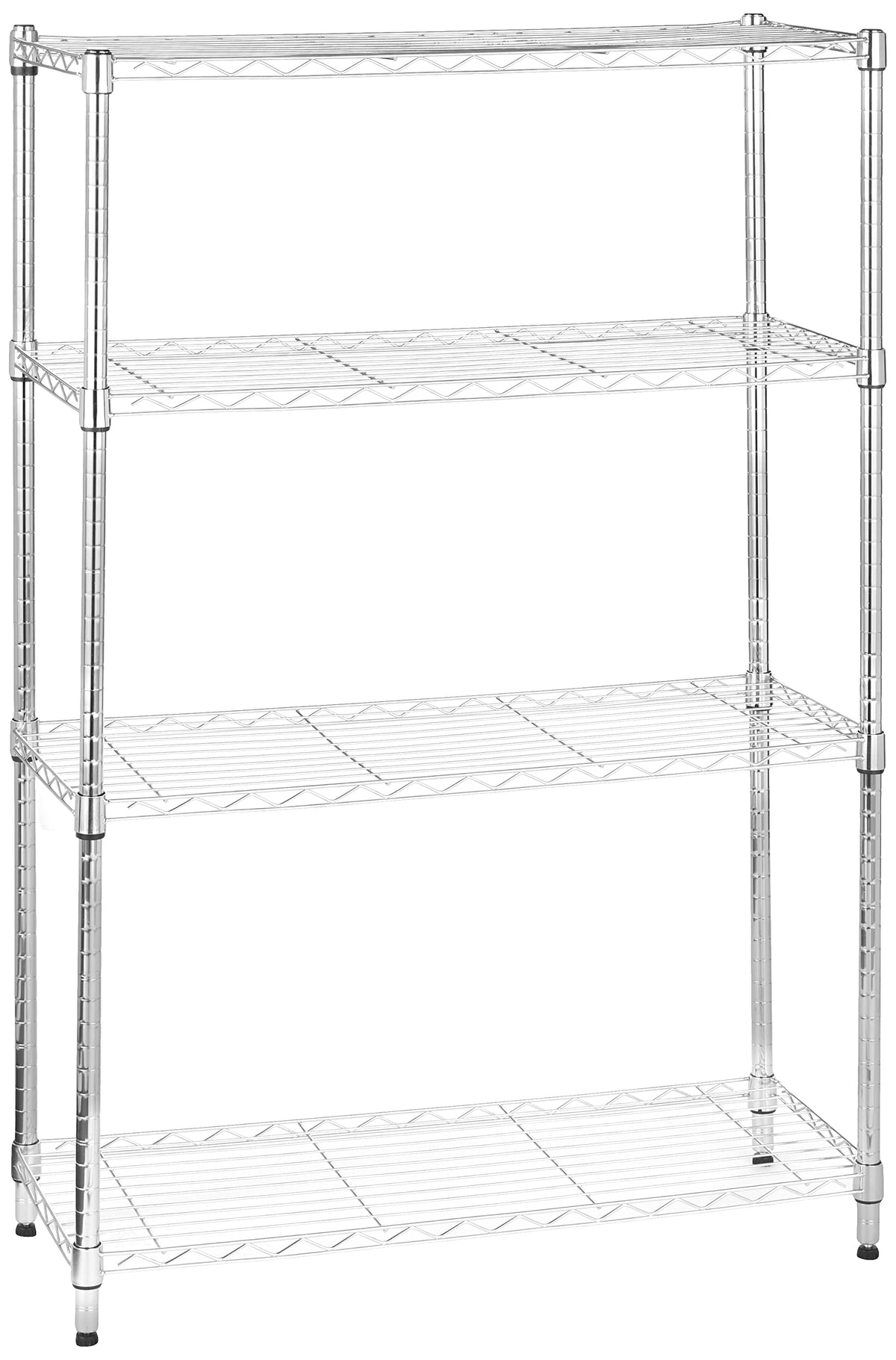 Amazon Basics 4-Shelf Adjustable Heavy Duty Storage Shelving Unit with Wheels, No-Tool Easy Assembly, Garage Shelving, Metal Wire Rack with Casters and Leveling Feet, 36" x 14" x 57.8", Chrome