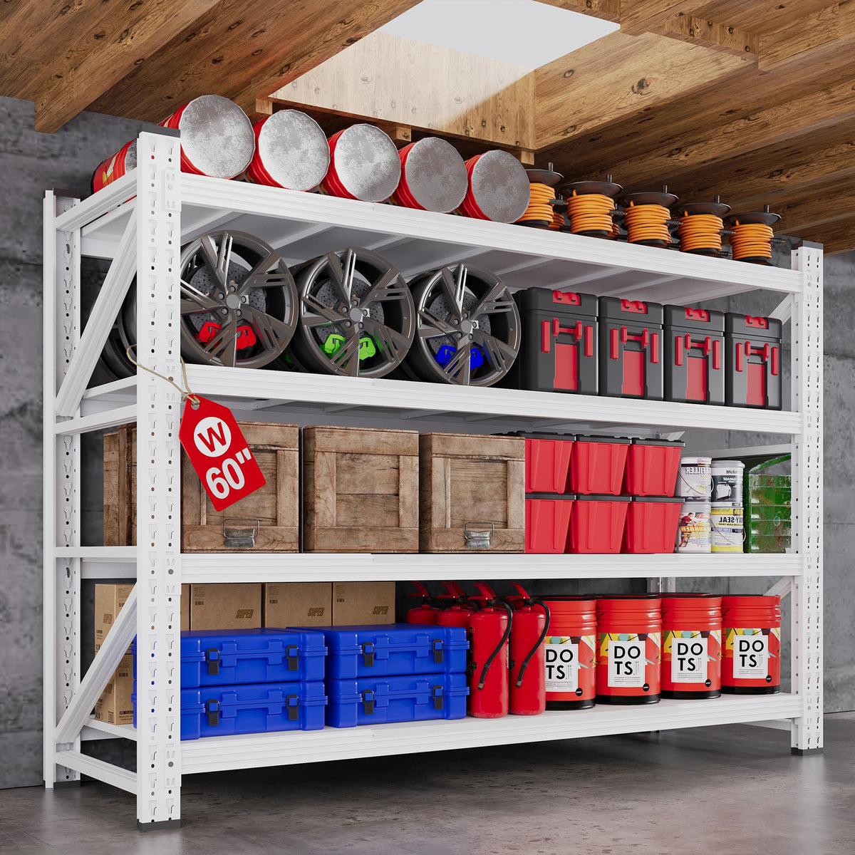 71.3” Wide Heavy Duty Metal Garage Shelving, Adjustable Storage Shelf