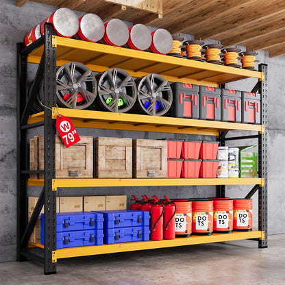 71.3” Wide Heavy Duty Metal Garage Shelving, Adjustable Storage Shelf