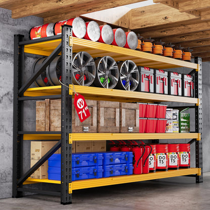 71.3” Wide Heavy Duty Metal Garage Shelving, Adjustable Storage Shelf