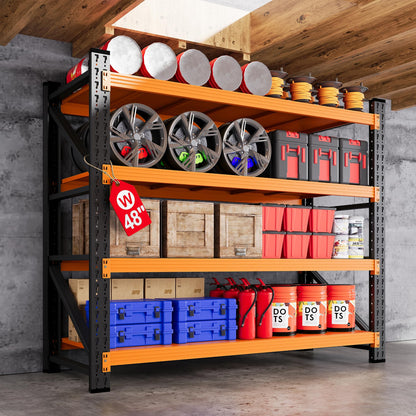 71.3” Wide Heavy Duty Metal Garage Shelving, Adjustable Storage Shelf