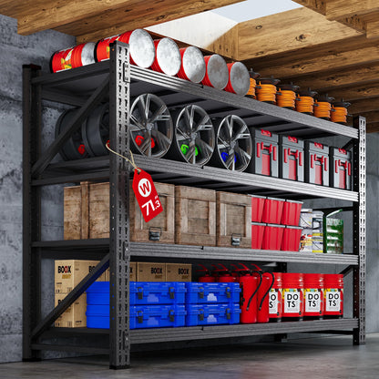 71.3” Wide Heavy Duty Metal Garage Shelving, Adjustable Storage Shelf