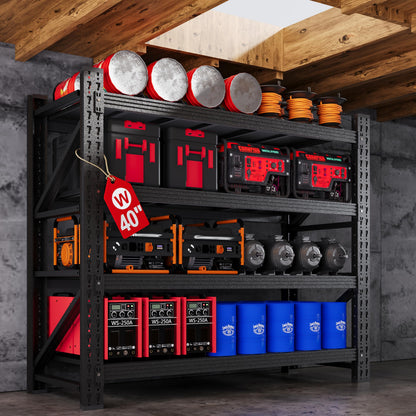 71.3” Wide Heavy Duty Metal Garage Shelving, Adjustable Storage Shelf
